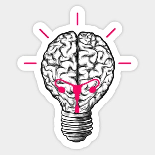 Light bulb brain, female crative idea, female power, pink Sticker